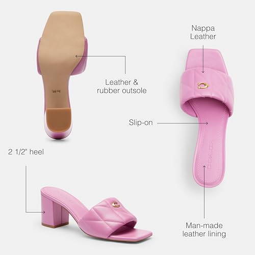 Image of COACH womens Holly Block Heel Sandals With Quilting