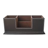 CCBUY Datei-Organizer, Desktop-Aufbewahrungsbox mit Zwei Ständern, 4 Separate Fächer for Visitenkarten-Remote-Desktop-Manager mit Stift