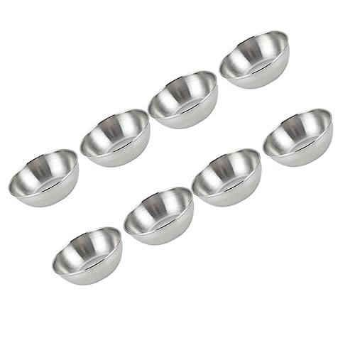 BIUDECO 8pcs Appetizer Plates Dipping Sauce Sauages The Restaurant Dining Room Round Seasoning Dish Dinnerware Food Tray Trifle Serving Tray Dip Dish Flavor Dish Dipping Bowls Silver
