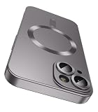 LEKEVO Magnetic for iPhone 15 Case [Compatible with MagSafe][Built-in Camera Lens Protector] Slim Soft Silicone Bumper Shockproof Metallic Shine Phone Case (Gray)