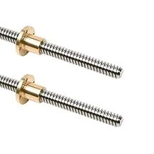 2Pcs T10 10mm T10 x 8 Tr10 x 8 Lead Screw 5.91inch /150mm Length with Brass Nuts Acme Thread, Pitch of Screws 2mm, Lead 8mm, 4 Starts Used in 3D Printer Z Axis