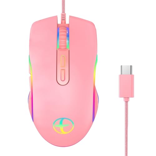 USB C KhE828 - Juego óptico RGB con cable para teléfono móvil, tableta, oficina y uso doméstico...