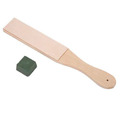 Generic Estropajo para Afilar Cuero, Tabla de Madera de Doble Cara para Afilar Maquinillas de Afeitar, Cuchillos y Dagas, 1 Pasta de Amolar, Ideal para Cazadores y Talladores de Madera