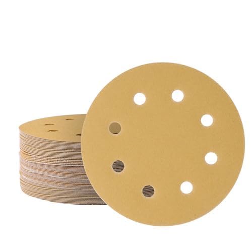 15Pcs 180mm Sanding Discs 40 Grit Sandpaper, 7 Inch Hook and Loop Abrasive Pads 8 Hole Dust Extraction Sheets Compatible with Drywall Sanders, Long Neck Sanders and Pole Sanders — image 1