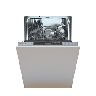 Candy Brava Lavastoviglie Slim da Incasso 45 cm, 10 Coperti, 8 Programmi, Ciclo Rapido 30 Min, Partenza Ritardata 3-6-9h, Salvaspazio, Classe E, 44,8 x 55,9 x 81,6 cm, Argento - CDIH 2T1047