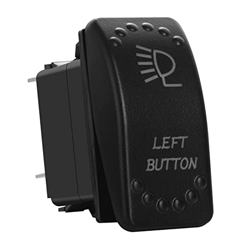 Image of Green Backlit Rocker Switch 5 Pin ON-Off Laser Etched Button Switch with Wires for Car Marine Boat UTV 20A /12V 10A /24V (Left Button)