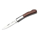 Herbertz Taschenmesser, Stahl AISI 440, Nagelhau, Back Lock, Edelstahlbacken, Cocobolo-Holzgriffschalen, scharfes Klappmesser & Outdoor-Messer für Camping, Wandern oder Jagd Silber / rotbraun