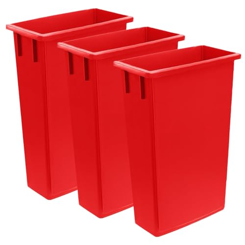 3 Canecas de Basura Rectangulares Rojo 23 galones