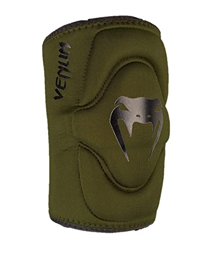 Genouillères Venum Kontact coloris kaki et noir en taille S pour sports de combat