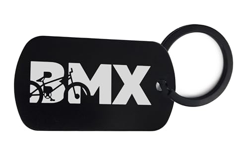 Lauthings Porte-clés BMX Bike Street Sport, porte-clés, en acier inoxydable, plaque d'identité pour chien, Noir , taille unique