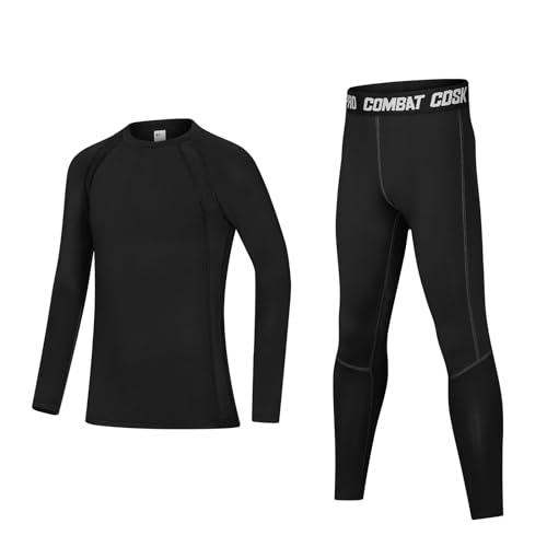 Fengzio Thermounterwäsche Kinder Fußball Funktionswäsche Skiunterwäsche Unterwäsch Warme für Kinder Atmungsaktiv Sportunterwäsche Jungen Thermounterhemd Thermounterhose Set für Training Ski Radsport