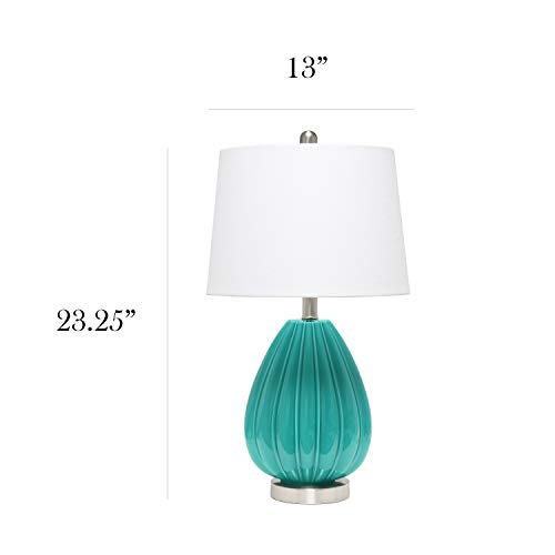 Elegant Designs Lt3320-Tel Teal Creased Table Lamp With Fabric Shade #TOP19