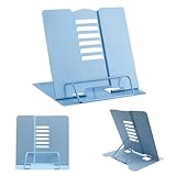 Verstellbarer Buchständer aus Metall, tragbarer und faltbarer Kochbuchhalter, Lesestütze, Notenständer, Rezeptbuchstütze (Hellblau)