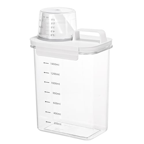 Szaboviktoria 1800 ML Dosificador de detergente líquido con taza de medir, dispensador de detergente líquido, dispensador de lavandería, almacenamiento de lavandería