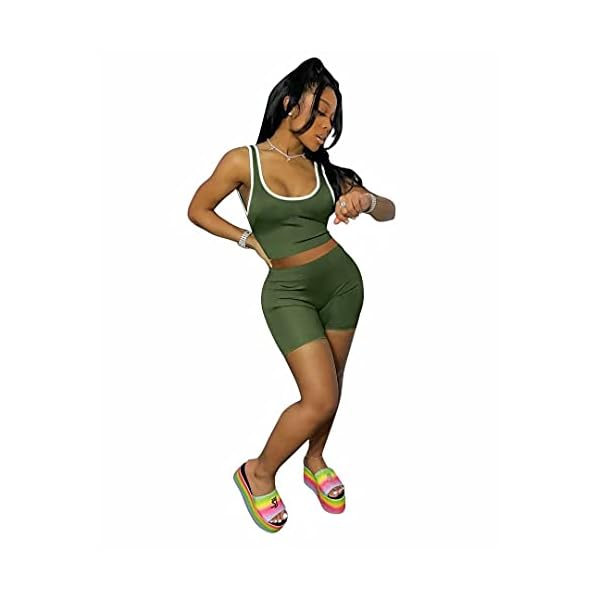 Shorts-Sets-for-Women-2-Piece-Womens-Short-Suit-2-Pieces-Vest-Crop-Tops-Shorts Bluewolfsea Shorts Sets for Women 2 Piece - Ladies Sportswear Set Vest Crop Tops + Shorts Large Green