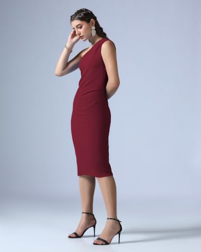 Image of Leriya Fashion One Shoulder Bodycon Dress For Women | Knee Length Party Dress For Womens Western|One Piece Dresses For Womans | Stylish Dress For Woman|Summer Casual Outfit Wear Events, Date & Evening Look
