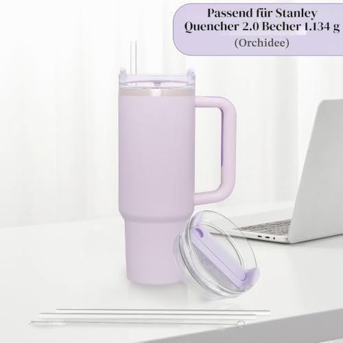Ersatzdeckel für Stanley Quencher 2.0, 1,2 l, kompatibel mit Stanley Quencher 2.0, Trinkhalmen und Reinigungsbürste, 1,2 l… – Ansicht 5