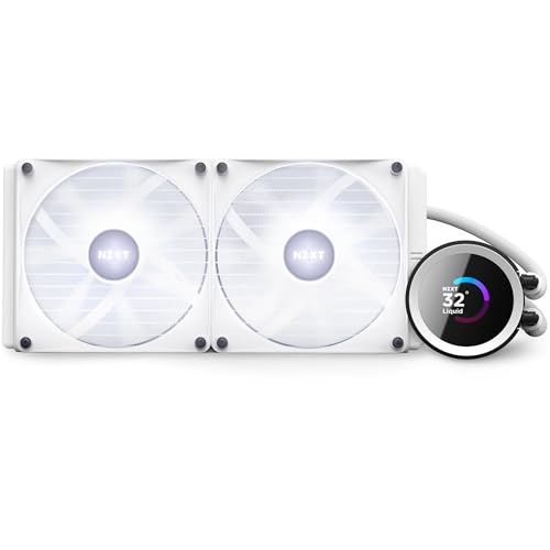 Image of NZXT Kraken 280 RGB - RL-KR280-W1-280mm AIO CPU Liquid Cooler - Customizable 1.54 inch Square LCD Display for Images, Performance Metrics and More - 2 x F140 RGB Core Fans - White