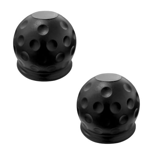 SHMZK 2 PCS Trailer Ball Cover 2 Inch Rubber Waterproof Towing Hitch Ball Protective Cover Universal Dustproof Tow Ball Sleeve Replacement for Truck RV Trailer Car Accessories (Black)