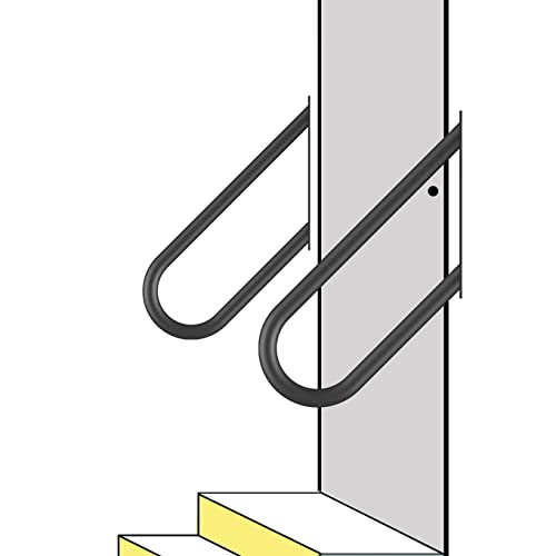 Houyang 2Pcs 20"Long Handrail For 1-3 Step Stairs,Diameter Φ1.3"Steel Pipe,Hand Railing Installed At Entryway From Garage To House Or Deck, Porch #TOP6