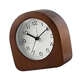 TSMORY Sveglia analogica in legno silenziosa con luce notturna a batteria Snoozes comodino comodino orologio LED
