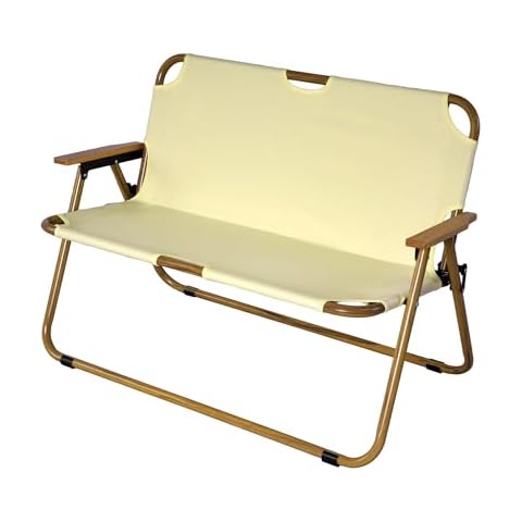 TRY & DO Loveseat Camping Chair for 2 Persons,Portable Double Seat Camping Chair with Wood Armrest,Outdoor Camping Bench Foldable for Patio Lawn Beach Park Indoor Outdoor Hiking,Hold up to 353 lbs Cover