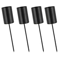Kerzenhalter für Stabkerzenhalter, Schwarz, 4er Set Metall Kerzenhalter mit Dorn zum Stecken, für Kränze, Gestecke, Tischdekoration & saisonale Deko wie Advent und Weihnachten für Konische