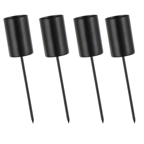 Kerzenhalter für Stabkerzenhalter Schwarz 4er Set Metall Kerzenhalter mit Dorn zum Stecken für Kränze Gestecke Tischdekoration & saisonale Deko wie Advent und Weihnachten für Konische
