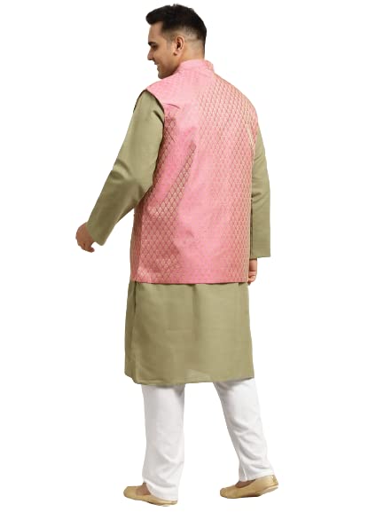Image of SOJANYA (Since 1958, Men's Silk Blend Grey Kurta Pyjama & Silk Blend Jacket Combo