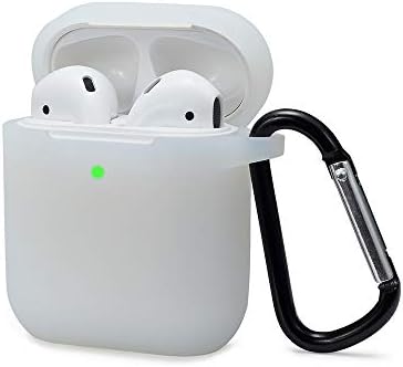 Airpods Case Cover Compatible with AirPods 2 & 1, KOKOKA Silicone Shockproof Airpods Case Cover Front LED Visible Extra Protection with Carabiner, Orange