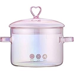 Cacerola De Vidrio Para Estufa Angoily Cubierta De Estufa Cacerola De Cristal Con Tapa Olla Sopera De Asas Olla Sopera Resistente Al Desgaste Olla Con Mango Kitchen Olla Caliente Bebé El Nido Del Pájaro Vidrio Vapor