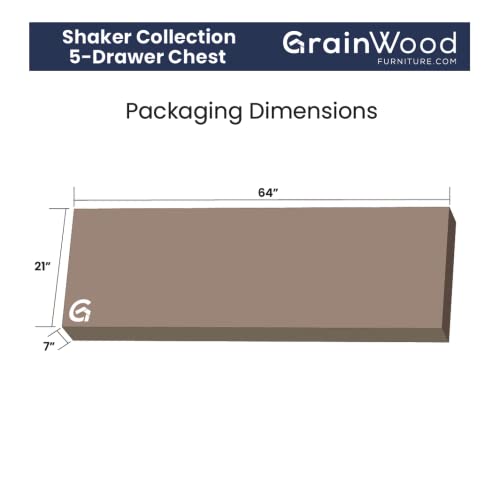 Grain Wood Furniture Shaker 5-Drawer Chest, Cherry #TOP4