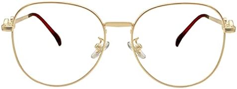 Oversized Metal Oval Reading Glasses for Women, Trendy Anti Blue Light Computer Readers, Filter UV Ray Lady Eyeglasses