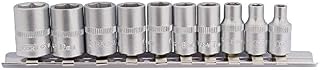 Draper 16398 1/4-Inch Square Drive Metric Sockets on Metal Rail, 10 Piece