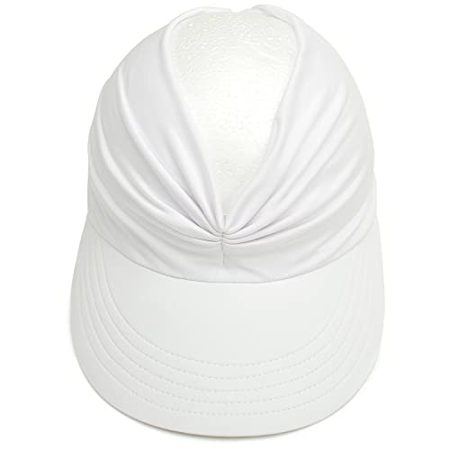 Mukeyo Womens Sun Visor Hats Wide Brim Uv Protection Summer Visors Packable Ponytail Beach Cap For Sport Travel White #TOP3