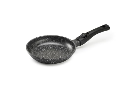 Pradel Excellence - PCUI001001 - Poêle en Fonte d'Aluminium Premium Ø20cm - Revêtement Anti-Adhésif Façon Pierre - Manche Amovible - Tout Feu, Induction, Four, Noir