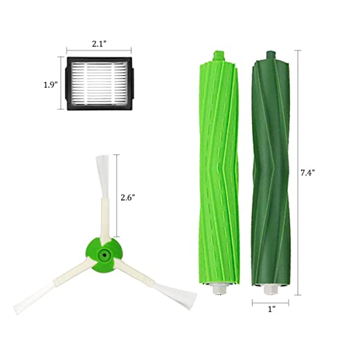 Image of Replacement Parts for iRobot Roomba i7 i7+ i2 i3 i3+ i4 i4+ i6 i6+ i8 i8+ E5 E6 E7, I, E & J Series Vacuum Cleaner, 2 Set Rubber Brushes, 8 HEPA Filters, 8 Side Brushes and 8 Dust Bags