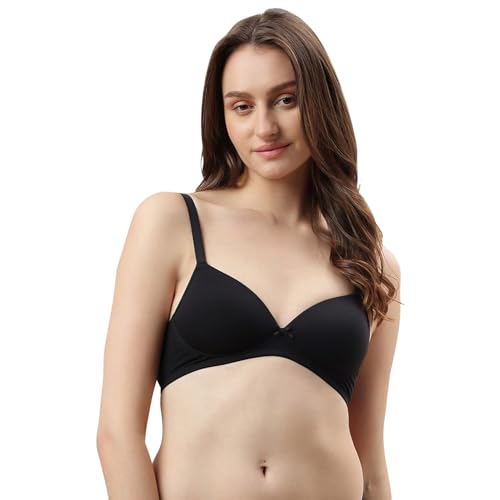 Image of Marks & Spencer Solid Black Cotton Blend Womens Bra