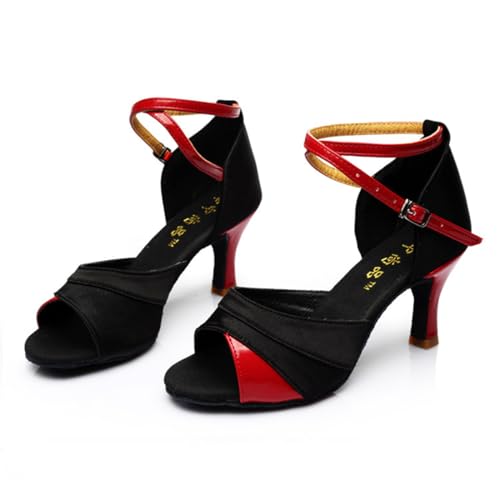 Hixingo Tanzschuhe Damen Latein 7.5 cm Absatz, Latein Tanzschuhe für Damen High Heels Riemchenpumps Spangenpumps Schuhe Salsa Elegante...
