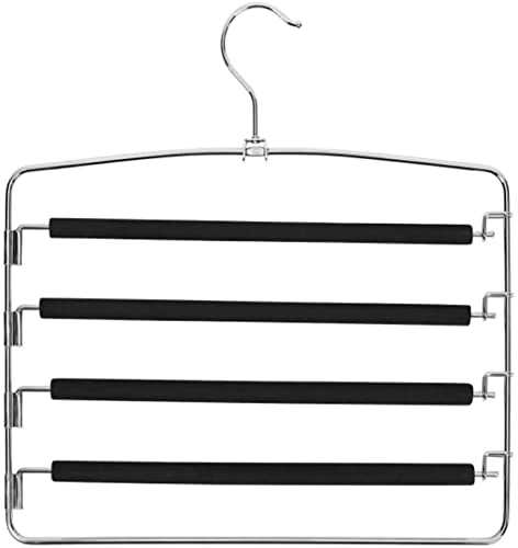 Corodo 3 Pack Pants Hangers, Multi-Layer Swing Arm Slack Hanger, Space Saving Non-Slip Foam Padded Closet Storage Organizer for Pants Jeans Trousers Skirts Scarf - Black