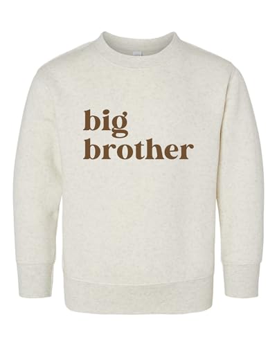 KLATCH Big Brother Text Graphic Toddler Crewneck Sweatshirt - Premium Comfy Holiday Tee Shirt for Kids (US, Age, 4 Years, Natural)