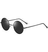 Dollger Round Polarized Sunglasses for Men Women Retro Metal Small Circle Hippie Sunglasses