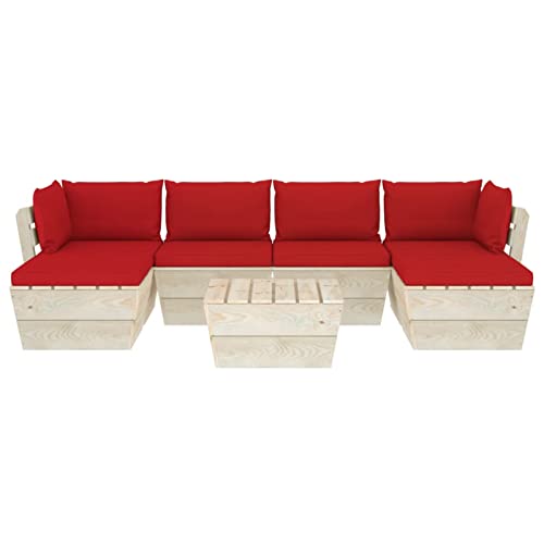 Chusui 7-TLG. Garten-Sofagarnitur aus Paletten mit Kissen, Gartenmöbel Set, Balkonmöbel Set, Gartenlounge Set, Möbelsets… – Bild 4