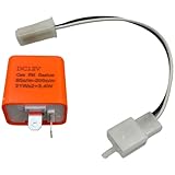 GRmkt ウインカー リレー ハイフラ 防止 バイク DC 12v LED 2ピン フラッシュ 点滅 速度 調節 変換 汎用 シグナル ハーネス セット オレンジ
