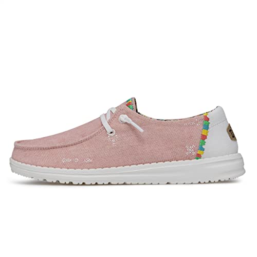 Image of HEYDUDE Women's Wendy Boho Slip On Shoe, Rose Size 6 | Lightweight Casual Loafer with Memory Foam Insole