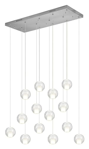 GONGKAI Lámpara de Techo de 14 Luces, candelabros de Cristal de Lujo, Luces Colgantes rectangulares de Techo Alto, Bola de Vidrio con Semillas, Montaje Empotrado, lámpara de araña de Lujo
