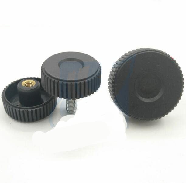 2pcs M8 M10 concave hand screw knob nylon round head black embossed hand wheel plastic mesh handle stainless steel bolt - (Dimensions: M8 x 90mm)