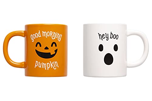 Pearhead Halloween Coffee Mug Set of 2 Fall Pumpkin Ghost Ceramic Cups...