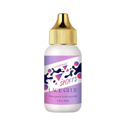 wodemate colle dentelle forte tenue pour les perruques Sports, colle perruque imperméable pour la chaleur extrême, adhésif de liaison de cheveux Invisible pour les systèmes de Poly et dentelle,1.3Oz