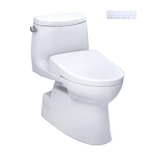 TOTO® WASHLET®+ Carlyle® II One-Piece Elongated 1.28 GPF Toilet with Auto Flush WASHLET®+ S7A Contemporary Bidet Seat, Cotton White - MW6144736CEFGA#01